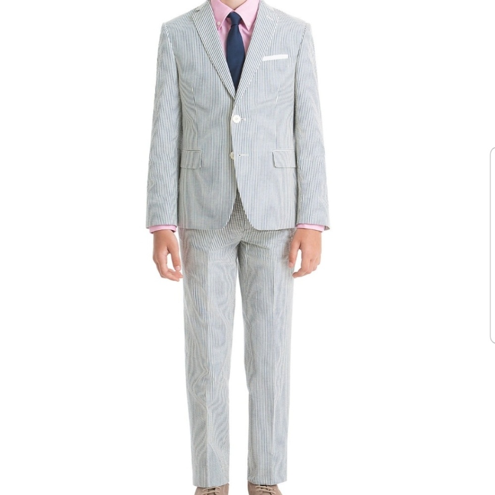 Ralph Lauren Boy  14R green seersucker suit